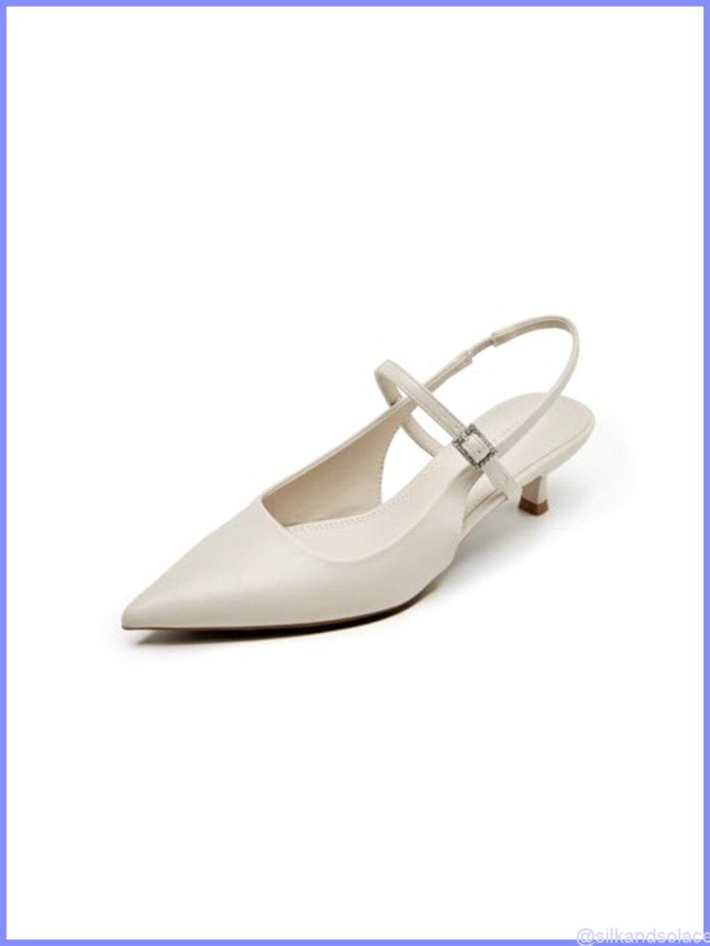Women's Pointed Toe Slingback Pumps with Rhinestone Buckle Strap